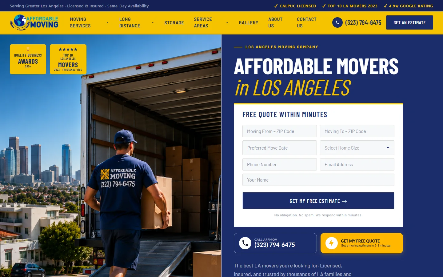 Affordable Moving website