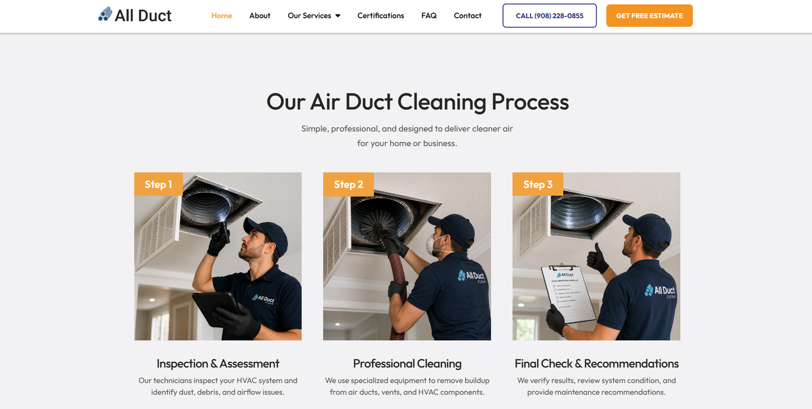 All Duct Clean service process