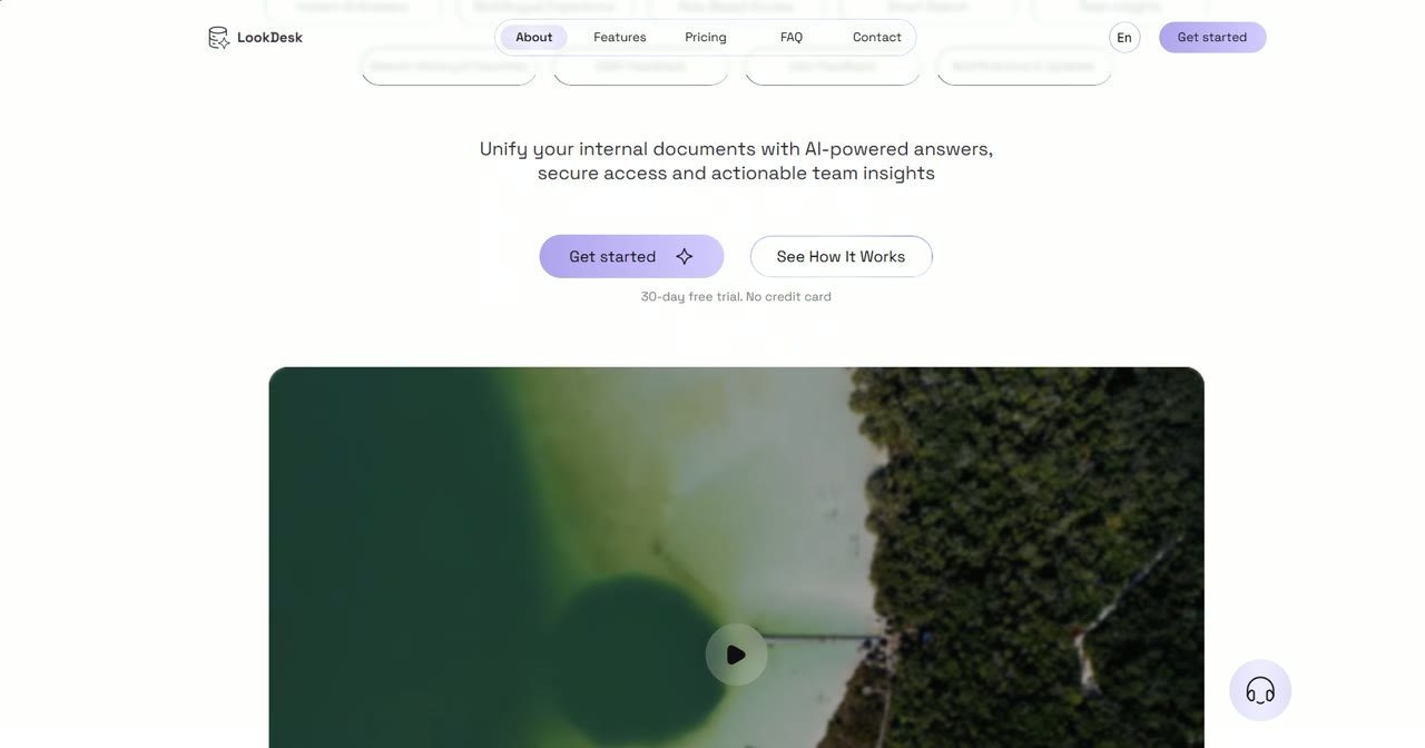 Scrolling preview of the LookDesk product website