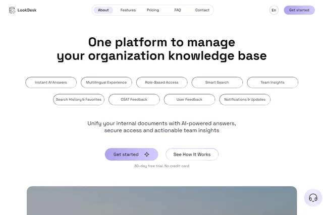 LookDesk product homepage